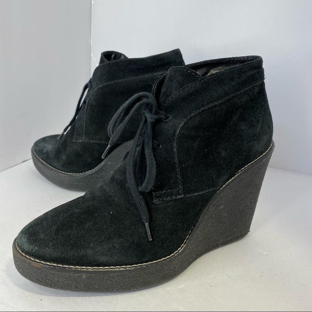 Aquatalia Women's Vianna Suede Desert Wedge Booties 8 M Black